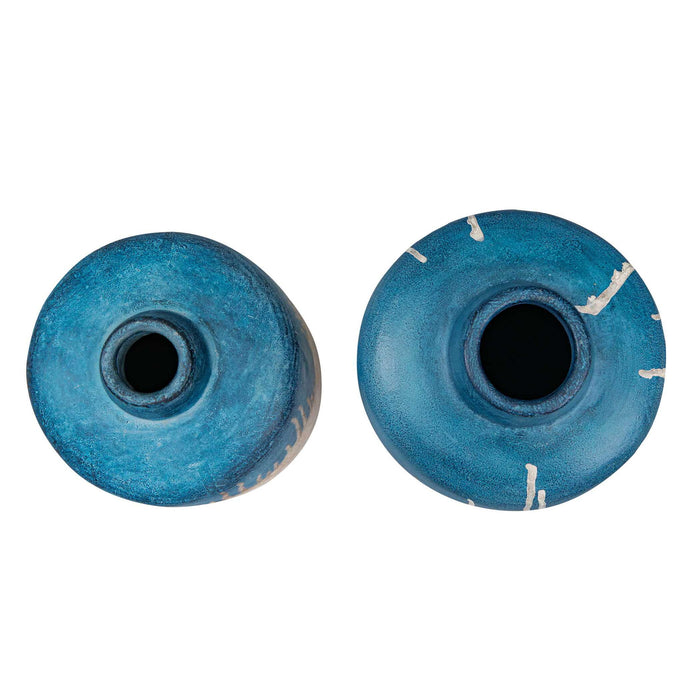 Coastal Cascade - Indoor-Outdoor Vases (Set of 2) - Blue / White