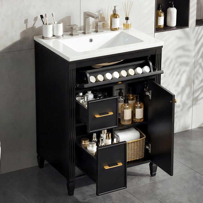 Freestanding Bathroom Vanity With Sink, Soft Close Door, Tip Out Drawer