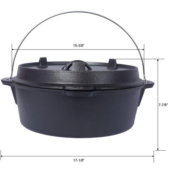 Pre-Seasoned Cast Dutch Oven With Skillet Lid And Pot Rack
