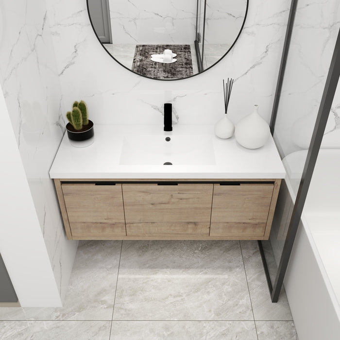 Floating Bathroom Vanity With Resin Sink And Soft Close Doors