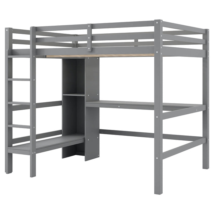 Loft Bed With Built In Desk And Multifunction Shelves