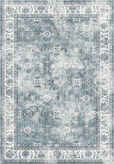Toucan - 5' X 7' Washable Non - Slip Area Rug, Elegant Design - Silver