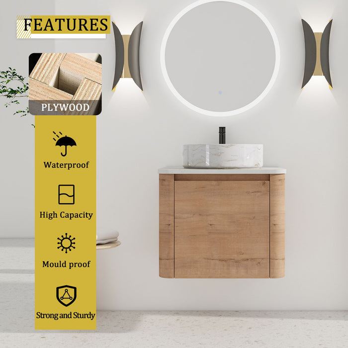 Wall Mounted Bathroom Vanity With Art Sink, 1 Soft Close Door