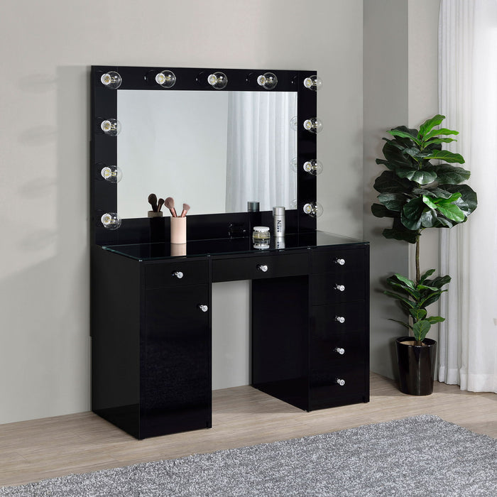Fern - 7 Drawer Vanity Set With Mirror And Globe Lights
