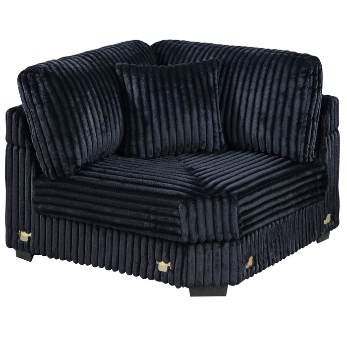 1 Piece Corner Wedge Only Texture Upholstered Modular Living Room Furniture - Black