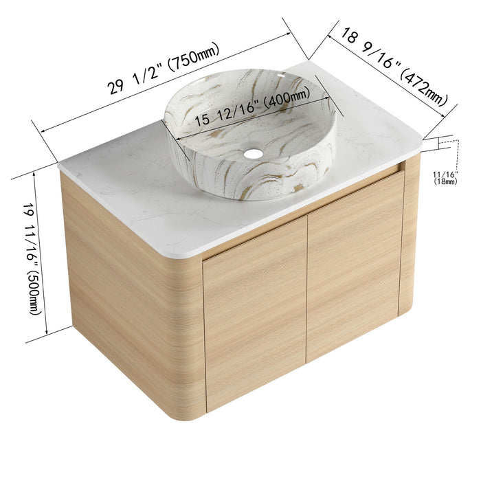Mounted Bathroom Vanity & Art Sink, Soft Close Door