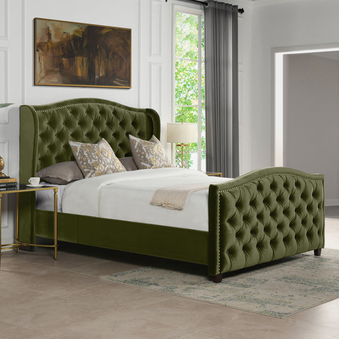 Marcella - Upholstered Shelter Headboard Bed Set