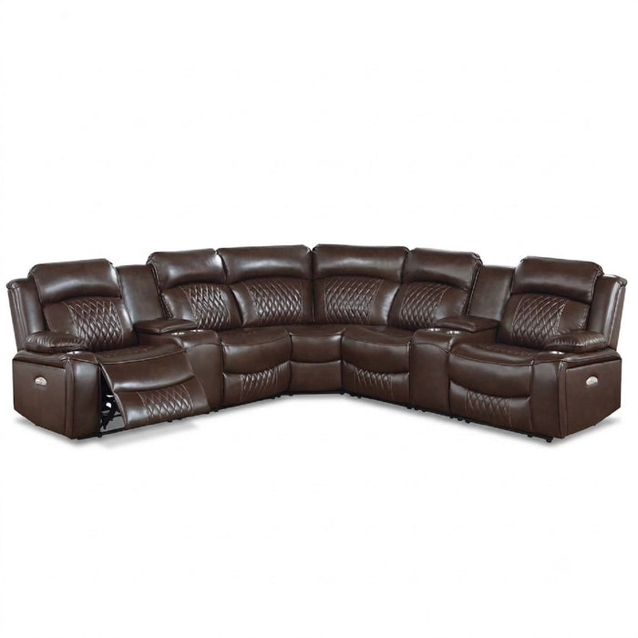 Power Motion Reclining Sectional Set With Console