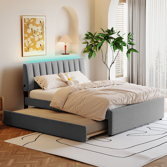 Upholstered Platform Bed With Trundle