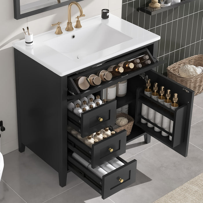 Modern Bathroom Vanity With Sink, 3 Drawers And Adjustable Shelf