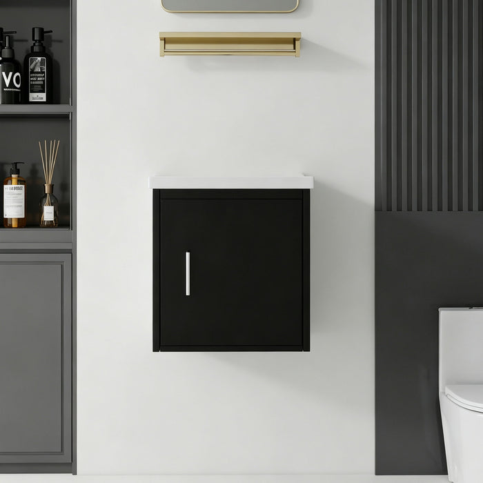 Floating Bathroom Vanity Combo, Wall Mounted Cabinet With Sink & Soft Close Doors For Small Bathrooms