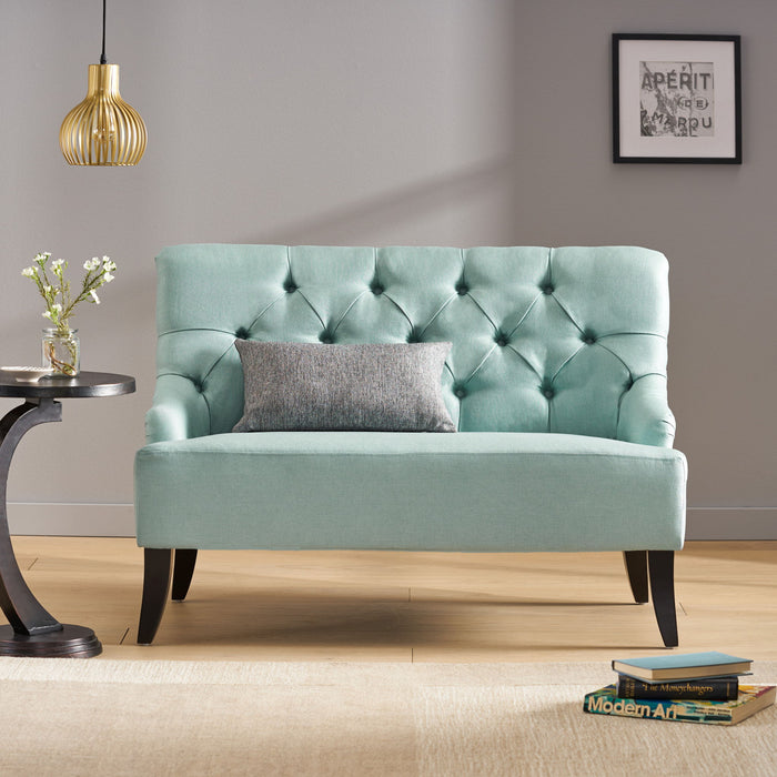 Nicole - French Style Upholstered Loveseat With Tufted Backrest