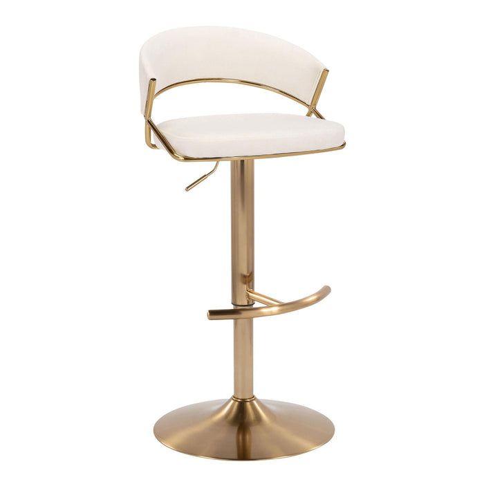 Jie - Contemporary Adjustable Barstool With Swivel With Rounded T Footrest (Set of 2)