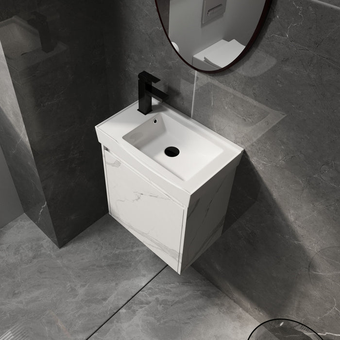 Modern Bathroom Vanity With Ceramic Basin, Wall Mounted Floating Sink Combo, Storage Cabinet