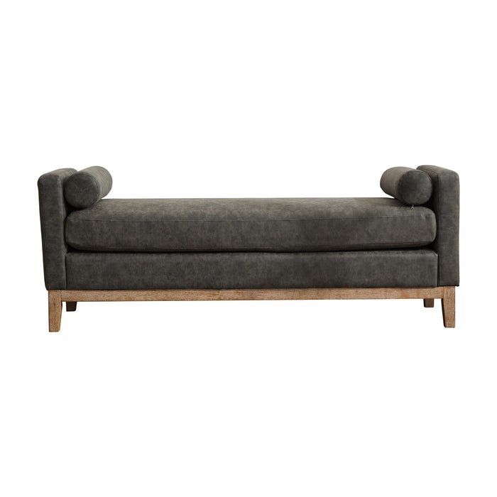 Upholstered End Of Bed Bench With Arms & 2 Bolsters For Bedroom