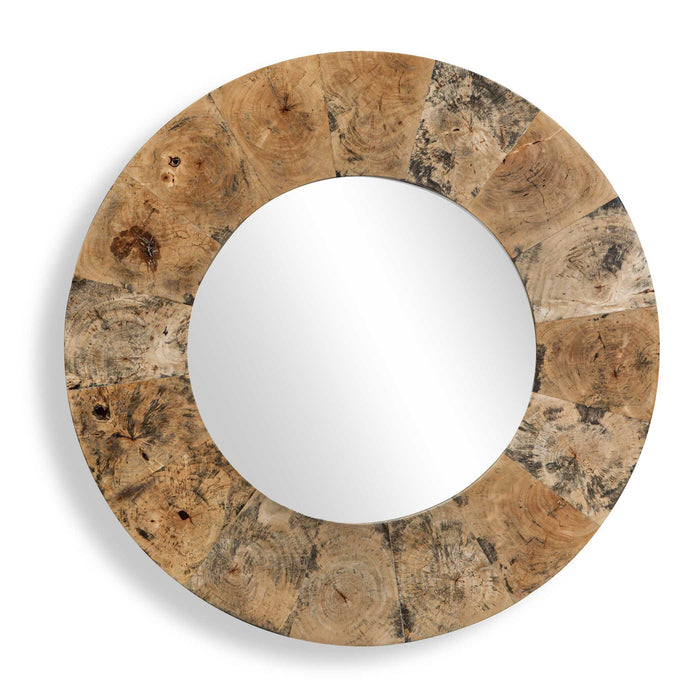 Hiram - Round Wood Mirror - Woodtone
