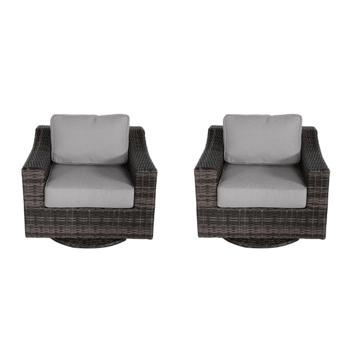 Contemporary Outdoor Swivel Patio Chair With Cushions (Set of 2) - Brown