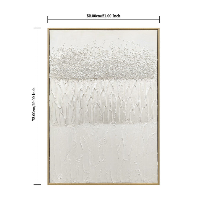 Framed Abstract Wall Art, Thick Textured Canvas Painting With Stone Accents (Set of 2) - Antique White