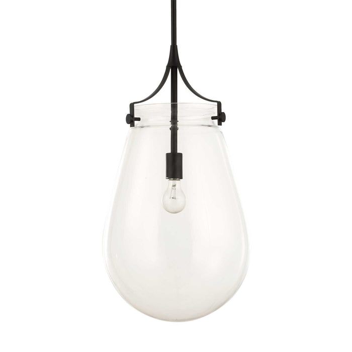Dewdrop - 1 Light Glass Shade Pendant - Black
