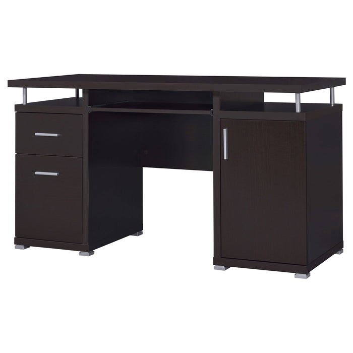 Modern Office Computer Desk With 2 Drawers, Adjustable Shelf, Slide Out Keyboard Tray