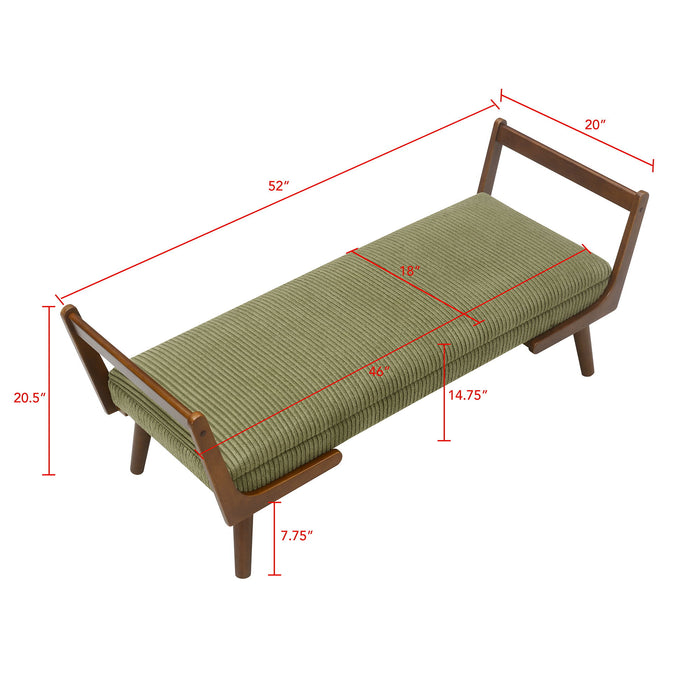Mid-Century Bench With Wood Legs