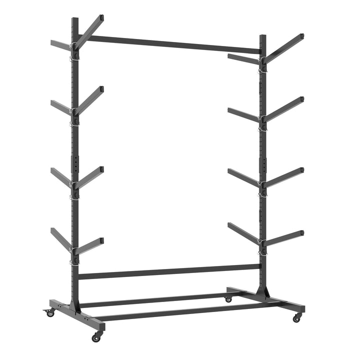 Freestanding Kayak Storage Rack With Lockable Wheels For Kayak, Canoe, Sup & Surfboard