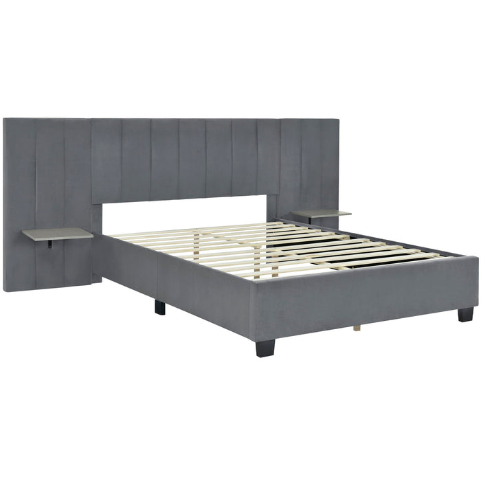 Upholstered Platform Bed With Big Headboard