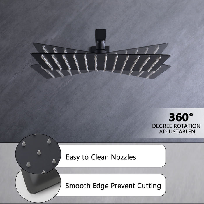 12" Ceiling Mount Shower System With Rain Mixer And Handheld Shower