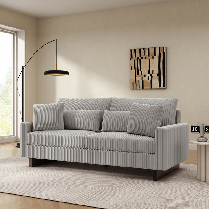 Modern Corduroy Loveseat Sofa With 4 Pillows