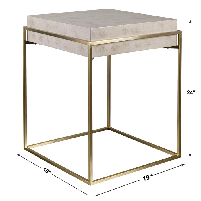 Inda - Modern Accent Table - Beige & Gold