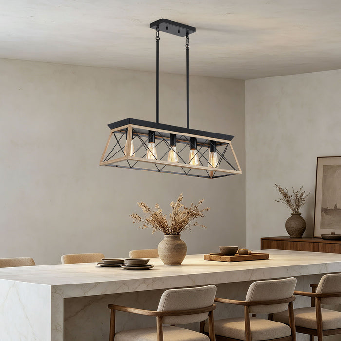 Chandelier Pendant Light For Dining Room Kitchen, 5 Light Fixture With Adjustable Height