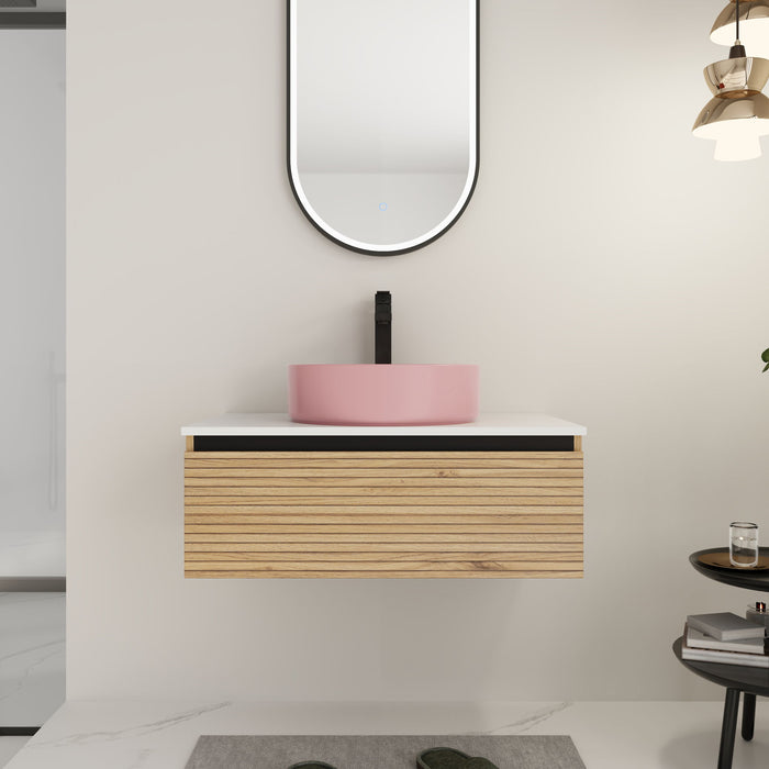 Wall Mounted Bathroom Vanity With Art Sink & 1 Soft Close Drawer