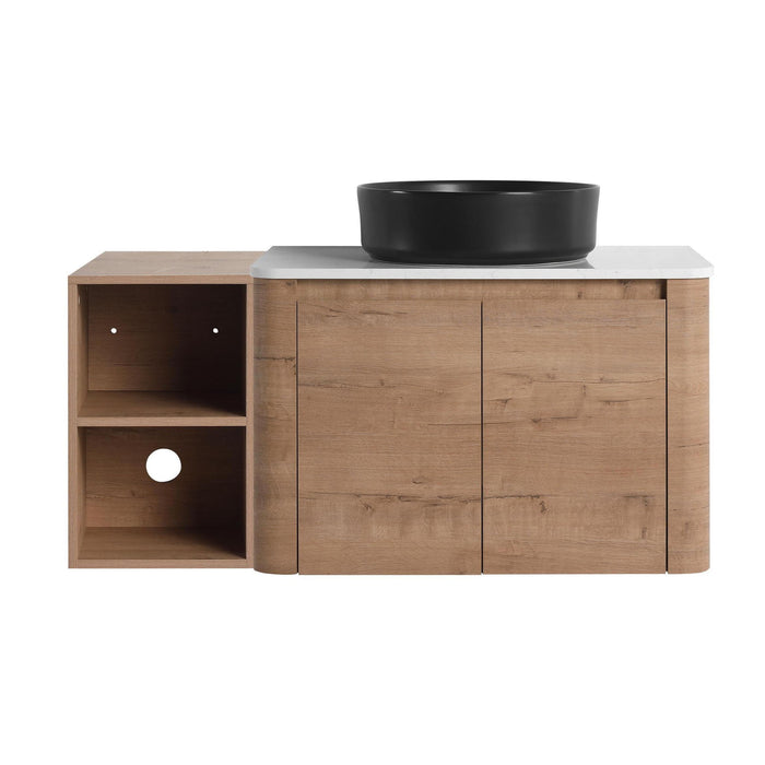 Wall Mounted Bathroom Vanity With Art Sink, 1 Storage Shelf, 2 Soft Close Doors