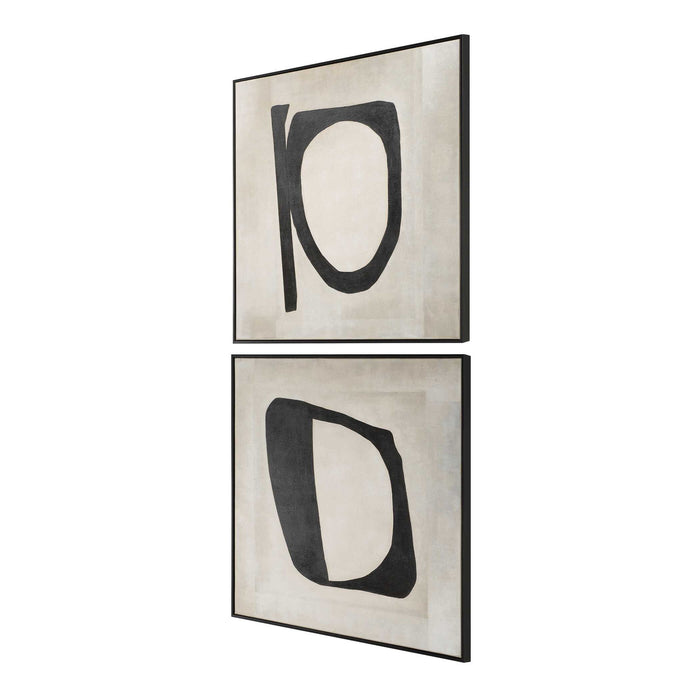 Characters - Abstract Art (Set of 2) - Black / Beige