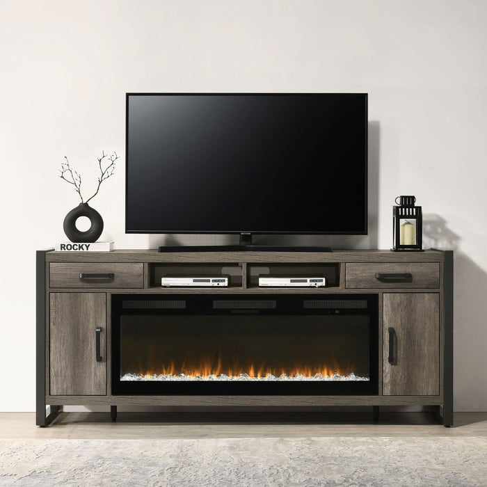 Fireplace TV Consoles - 686 78" Console With Fire FTS - Brown