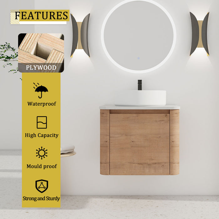 Wall Mounted Bathroom Vanity & Art Sink & 1 Soft Close Door