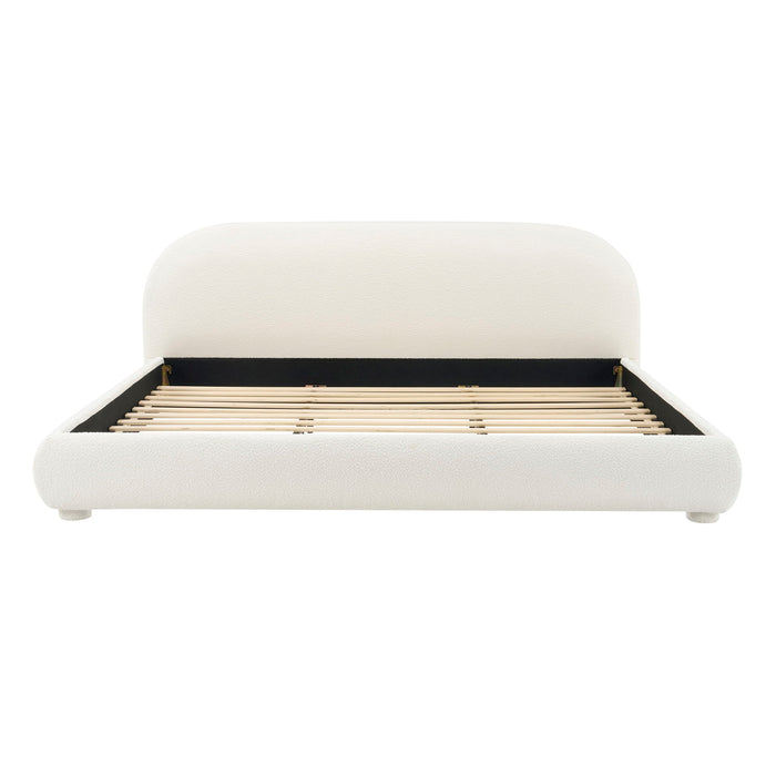 Upholstered Simple Modern Bedroom Bed With Curved Headboard