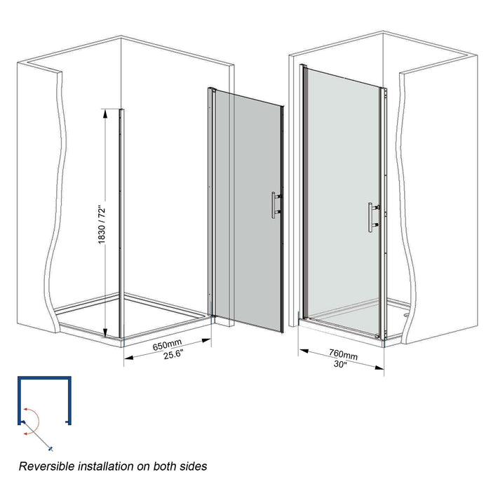 Shower Door & Tempered Glass With Safety Film - Chrome