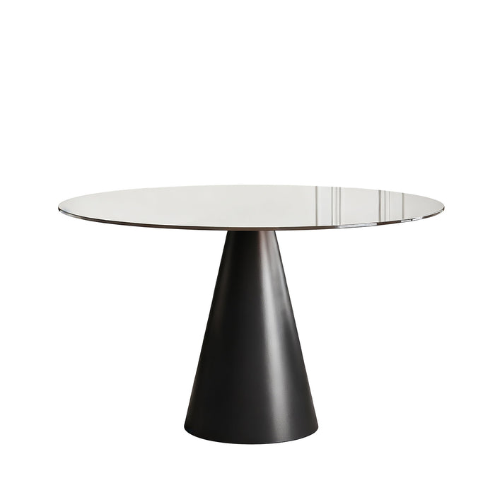 Round Dining Table & Tempered Glass Top - Black / Brown