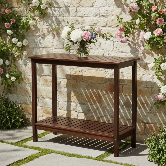 Workstation For Garden Balcony Garage, Acacia Console Potting Table