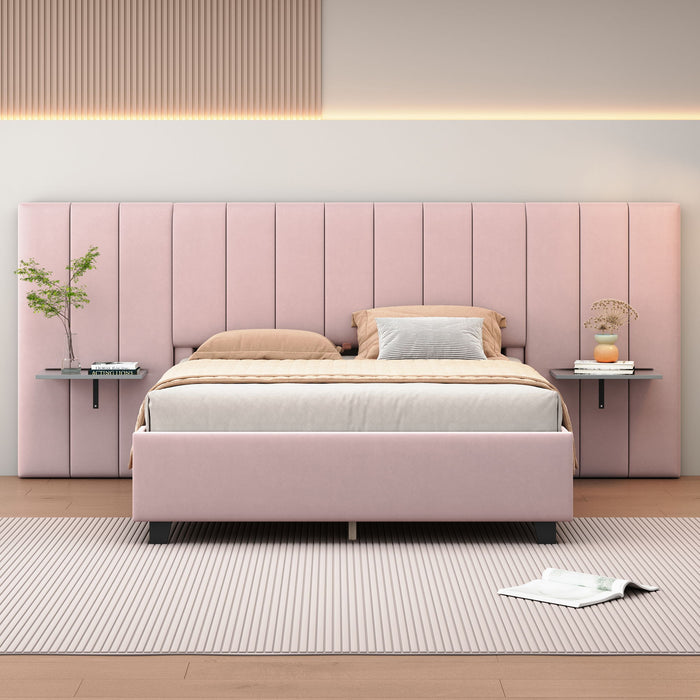 Upholstered Platform Bed With Big Headboard