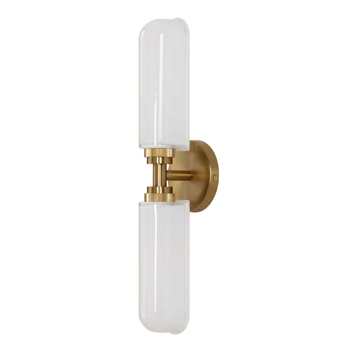 Wellsville - 2 Light Brass Sconce - White / Gold