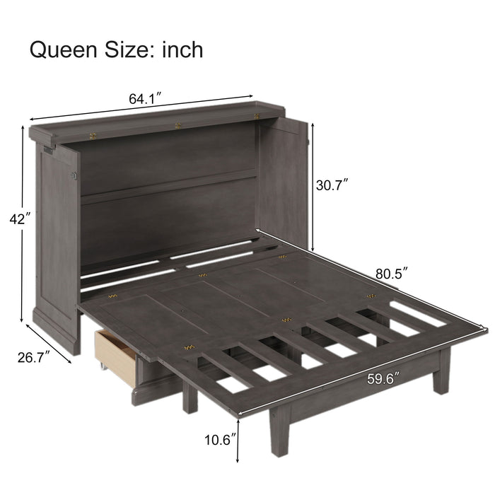 Murphy Bed Chest Cube Cabinet With Charging Station And Large Storage Drawer