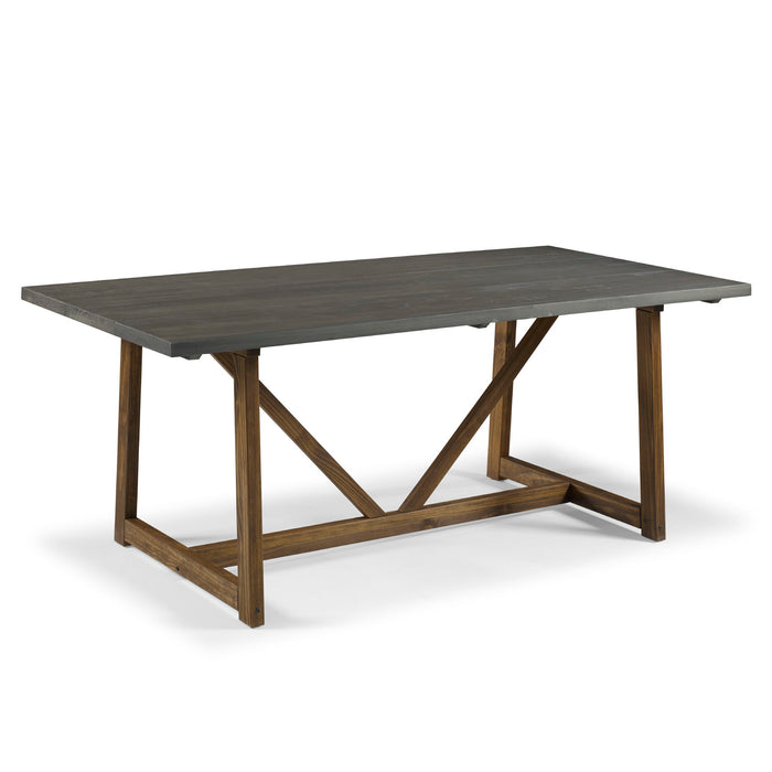 V Frame Trestle Dining Table - Gray / Brown