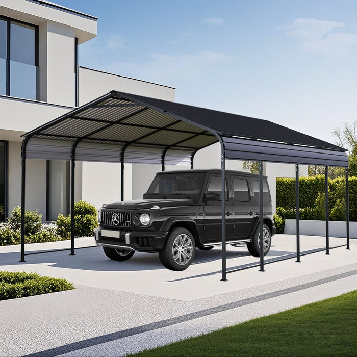 Heavy Duty Carport With Galvanized Roof And Enhanced Base - Anthracite