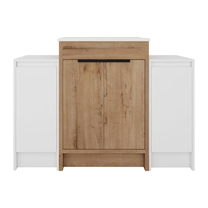 48" Freestanding Bathroom Vanity With Sink And 2 Storage Cabinets, Soft Closing Door - Imitative Oak / White