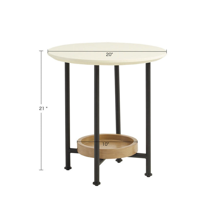 Popea Table Oval End Table - White / Natural — Pope Furniture