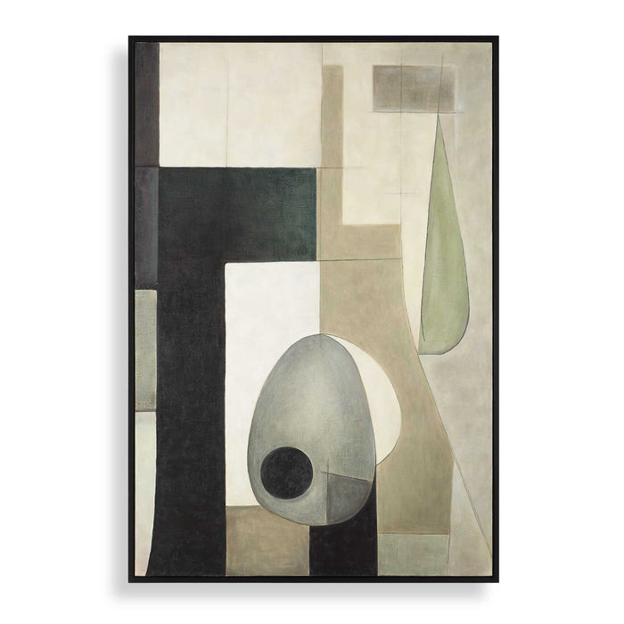 Fair Trade - Geometric Abstract Art - Black / Brown / Gray / Green