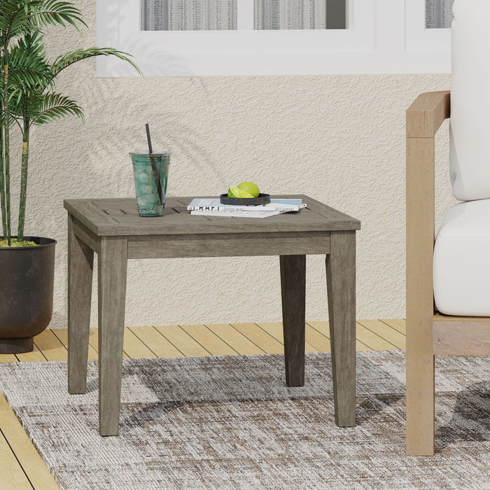 Dexterity - Outdoor Square Side Table With Wood Frame - Gray