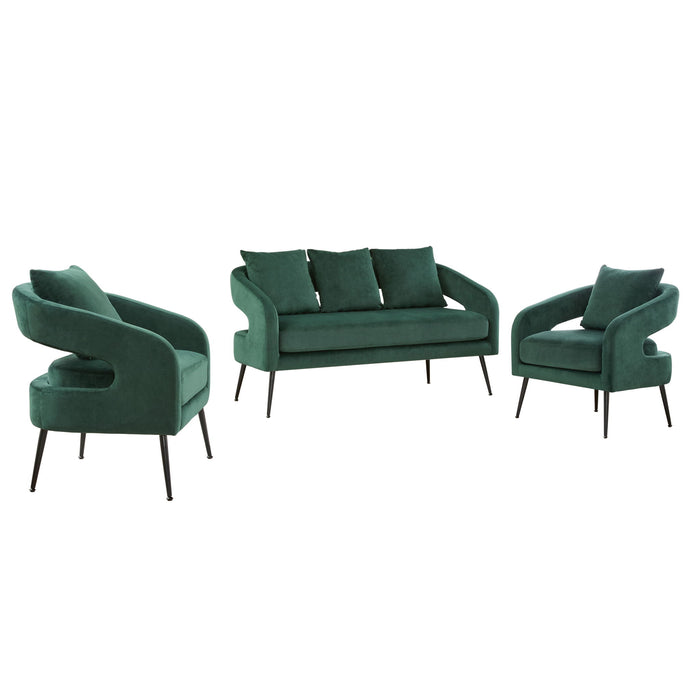 3 Piece Living Room Set, Loveseat & 2 Accent Chairs